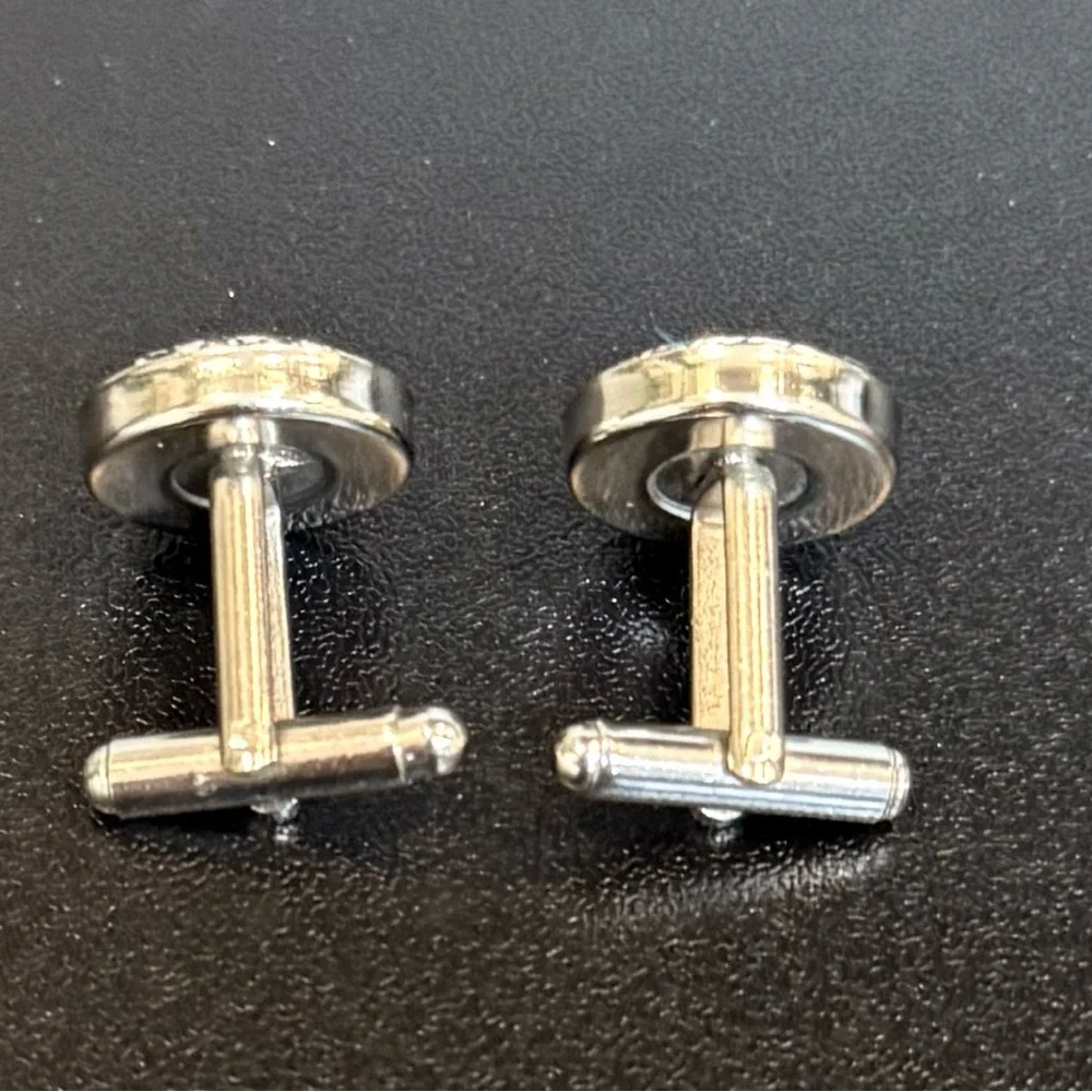 Classic Silver and Black Patterned Cufflinks
